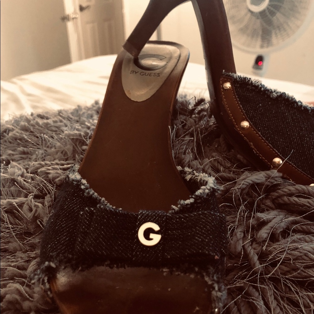 Guess denim slip on heels . Size 10